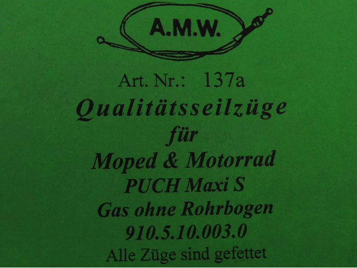 Bowdenzug Puch Maxi S Gaszug ohne Rohrbogen A.M.W. 